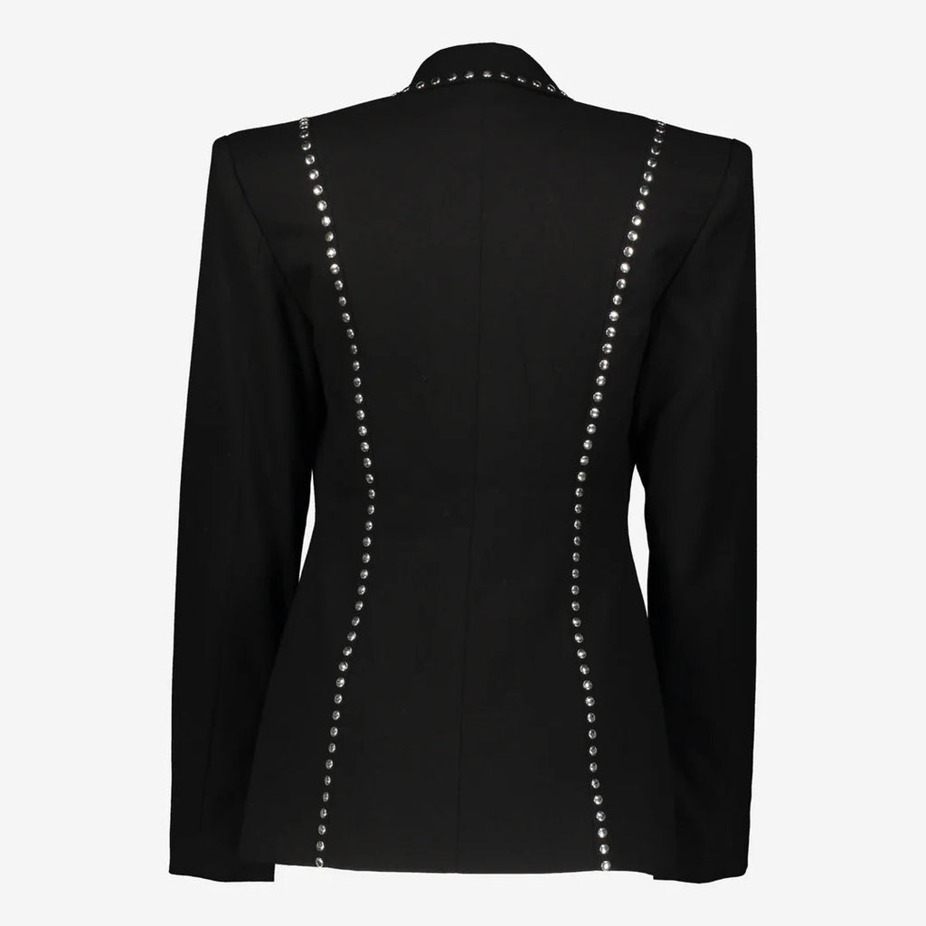 DEBORAH BLACK SCARF-DETAILED WOOL CREPE BLAZER SET Flowering Girl
