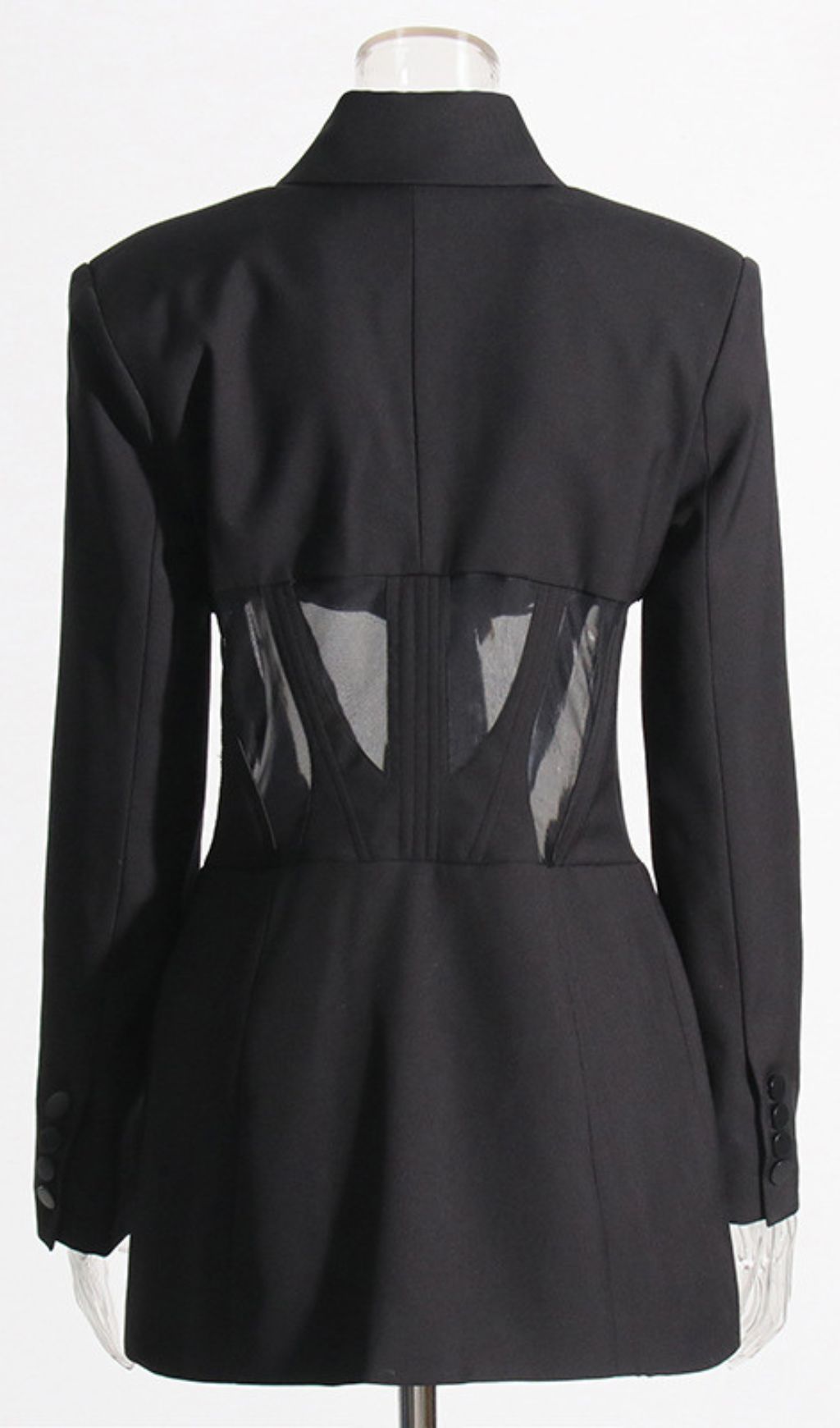 Paneled Perspective Blazer In Black Flowering Girl