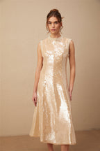 Ornella Faux-Pearl Sequined Midi Dress Flowering Girl