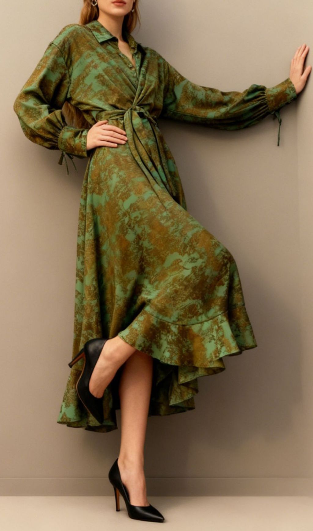 Jung Printed Long Sleeve Midi Dress Flowering Girl