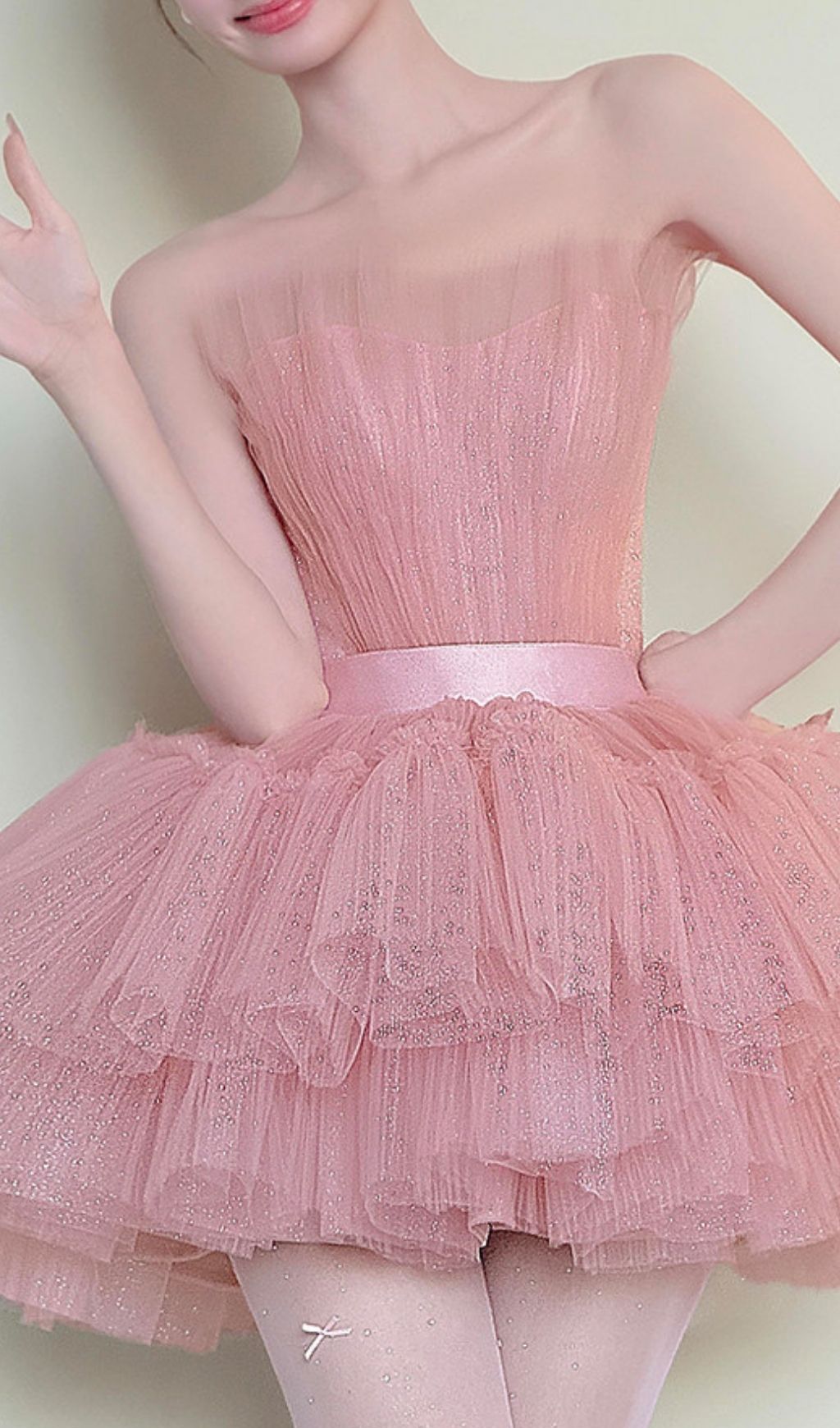 Kármen Pink Mesh Mini Dress Flowering Girl