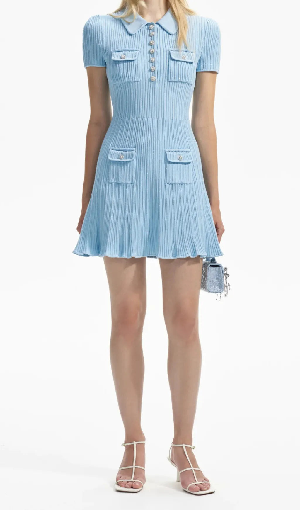 Arsène Blue Knit Mini Dress Flowering Girl