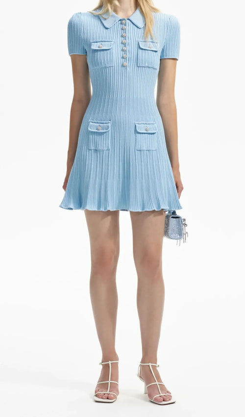 Arsène Blue Knit Mini Dress Flowering Girl