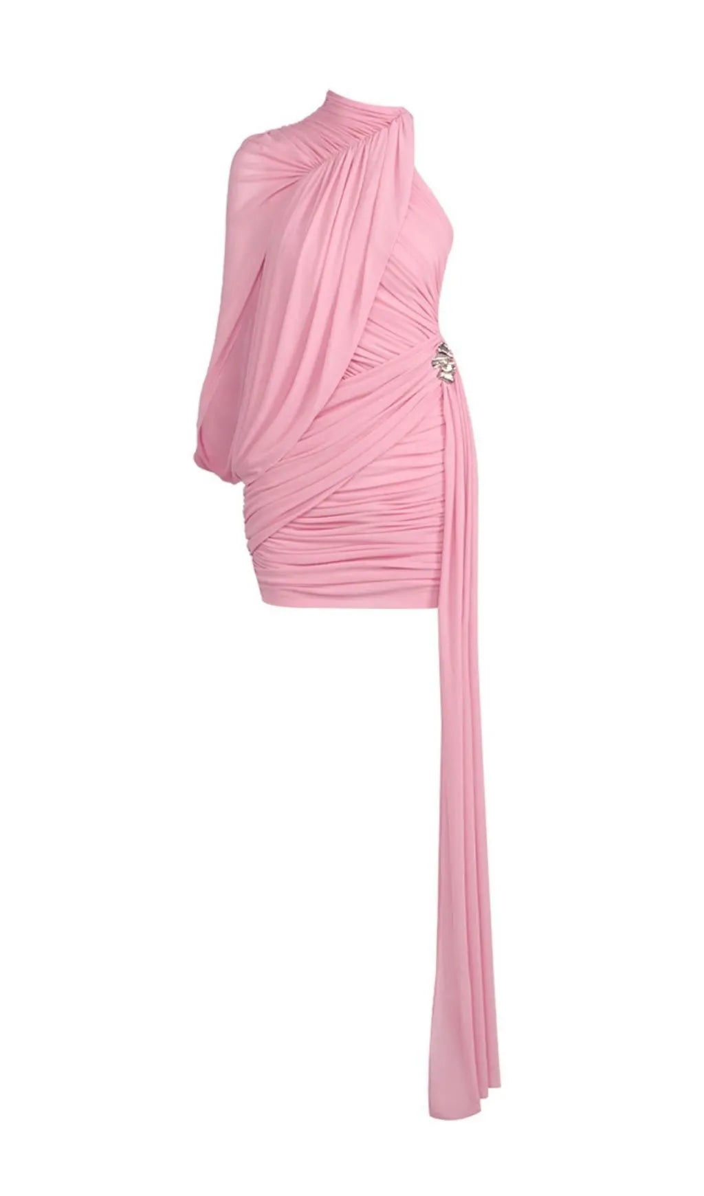 Lauralee Pink Ruched Mesh Mini Dress Flowering Girl