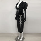 Victoria Cut Out Bow Mini Dress Set In Black Flowering Girl