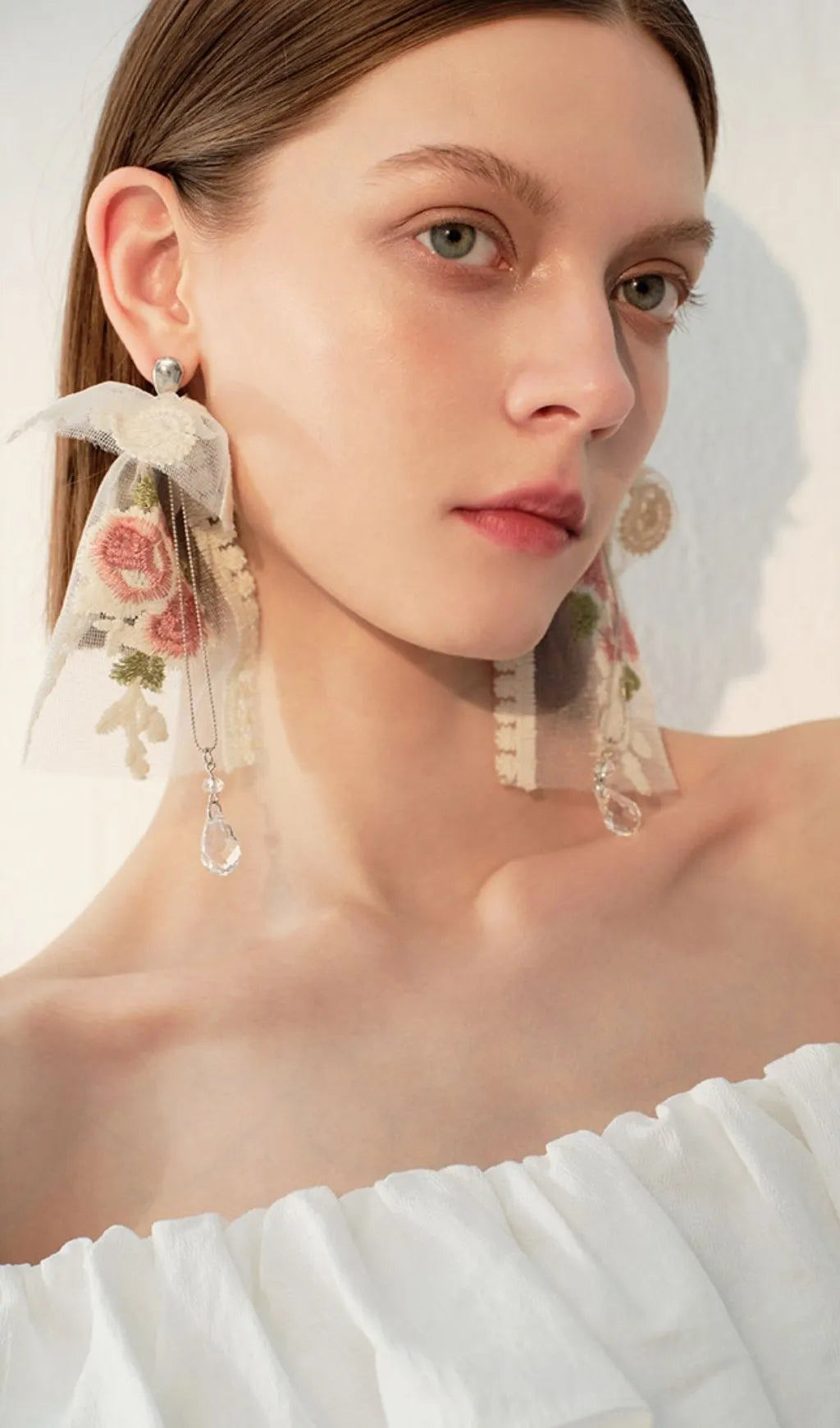 Leiko Flower Embroidery Earrings Flowering Girl