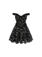Jyvric Black Off Shoulder Flower Mini Dress Flowering Girl