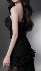 Eithne Black Strapless Mini Dress Flowering Girl