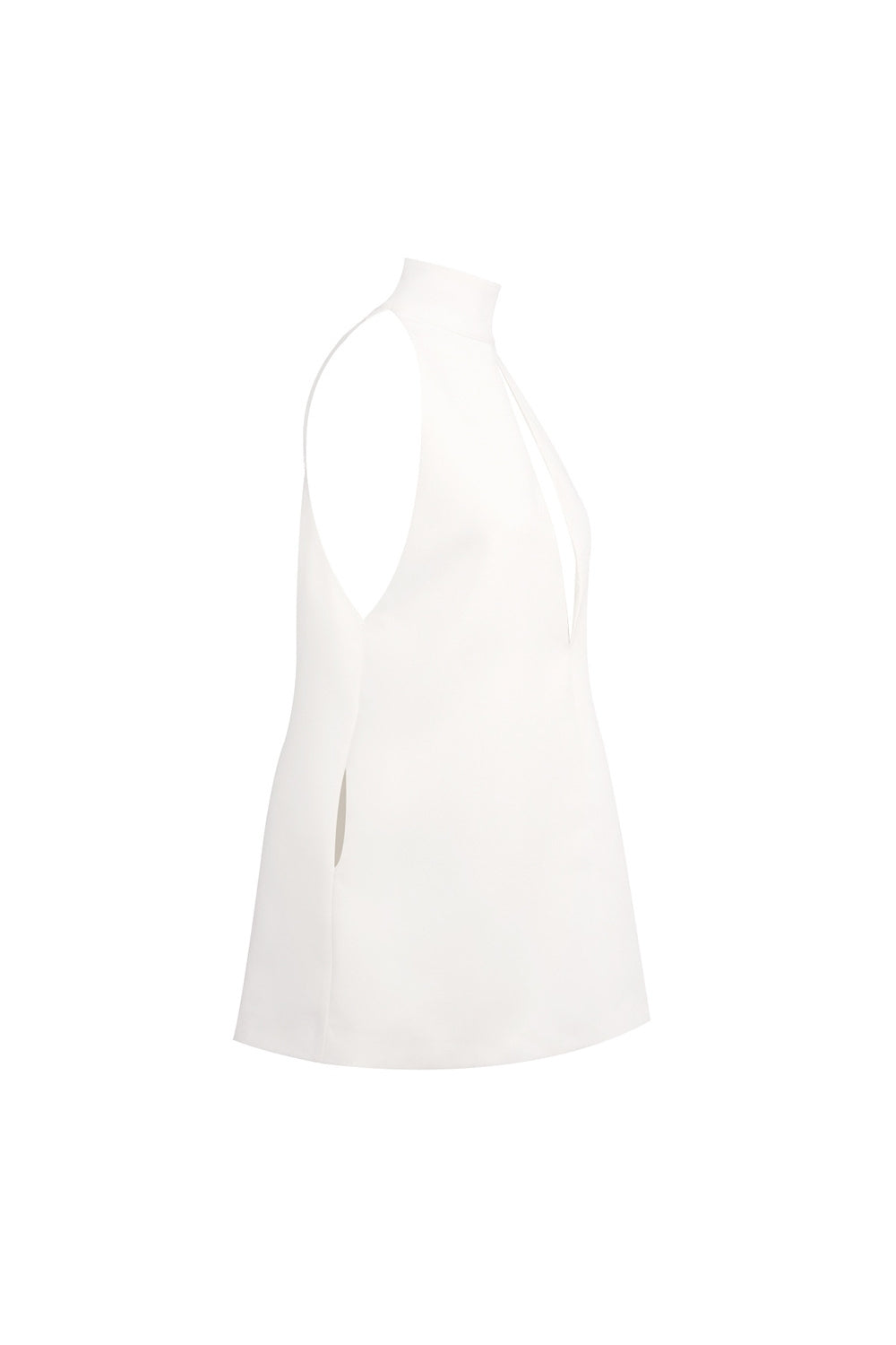 v-Neck Cutout Backless Crepe Halter Dress - White Flowering Girl