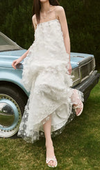 Harsha White Flower Embellished Maxi Dress Flowering Girl