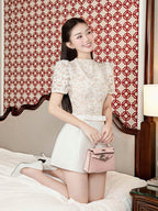 Murray Lace Patchwork Jumpsuit In White Flowering Girl
