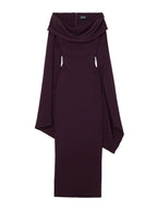 Draped Off-The-Shoulder Crepe Maxi Dress In Burgundy Flowering Girl