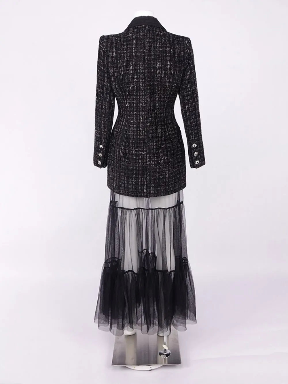 Madison Black Bllazer & Mesh Maxi Dress Set Flowering Girl