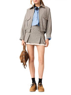 Checked Bomber Jacket Flowering Girl