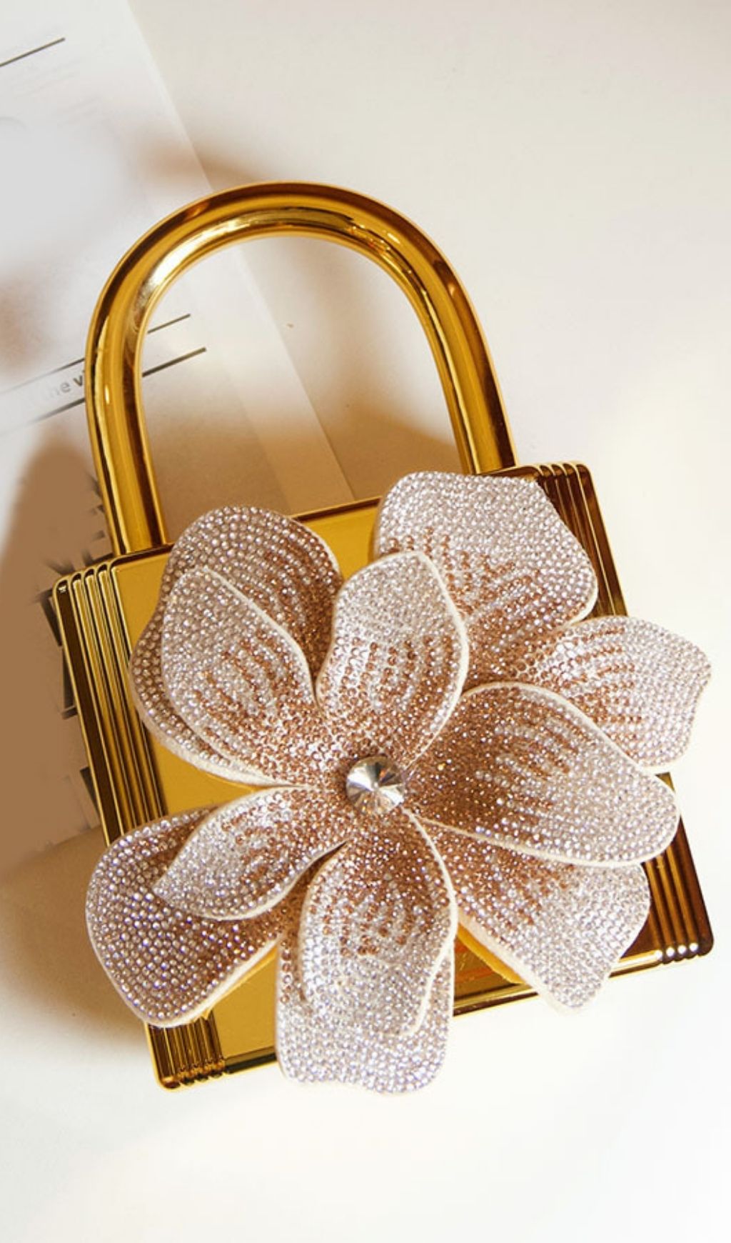 Khori Gold Flower Diamante Bag Flowering Girl