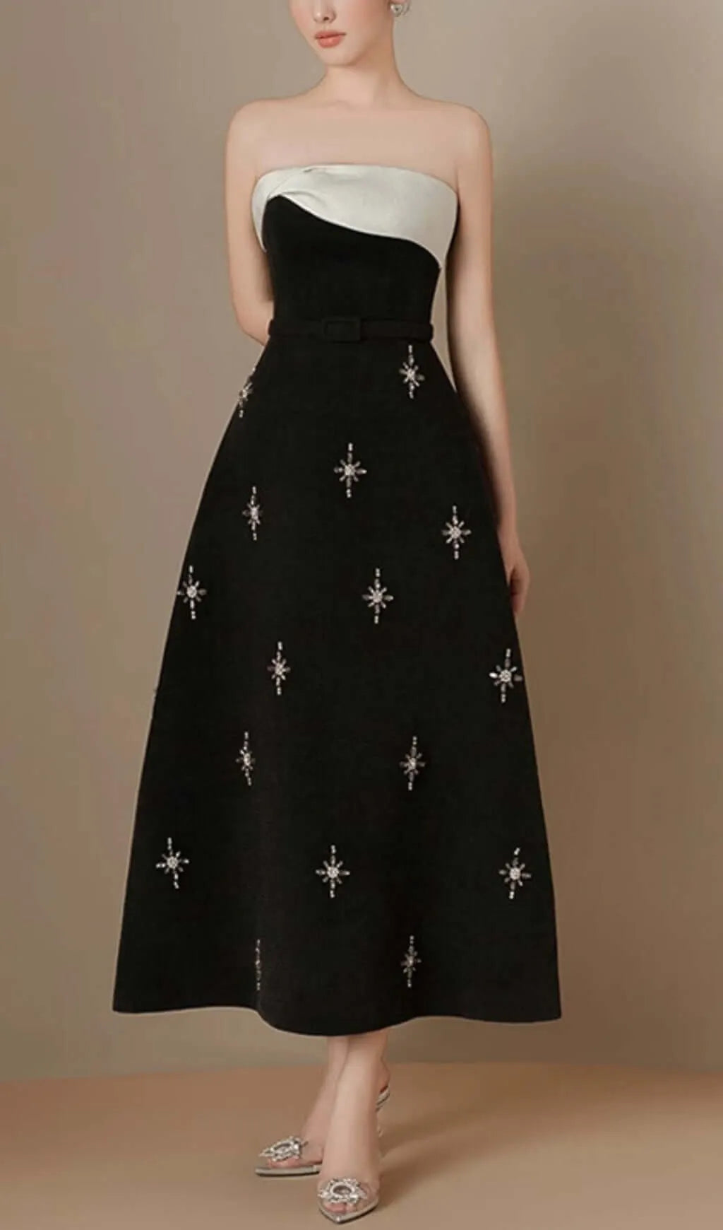 Arilla Strapless Embellished Midi Dress Flowering Girl