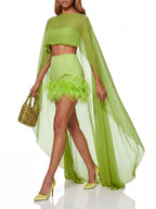 Xurelle Cape Feather Three Piece Set Flowering Girl