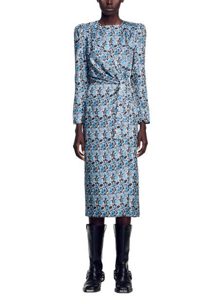 LISE LONG SLEEVE SILK MIDI DRESS Flowering Girl