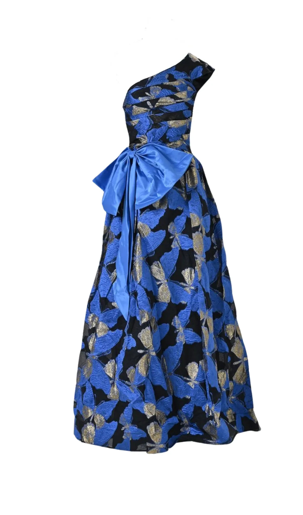 Pleated Jacquard Bow Floral A-line Dress Flowering Girl