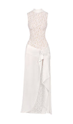 Jazmín White Lace Flower Maxi Dress Flowering Girl