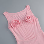 Elof Pink Flower Corset Midi Dress Flowering Girl