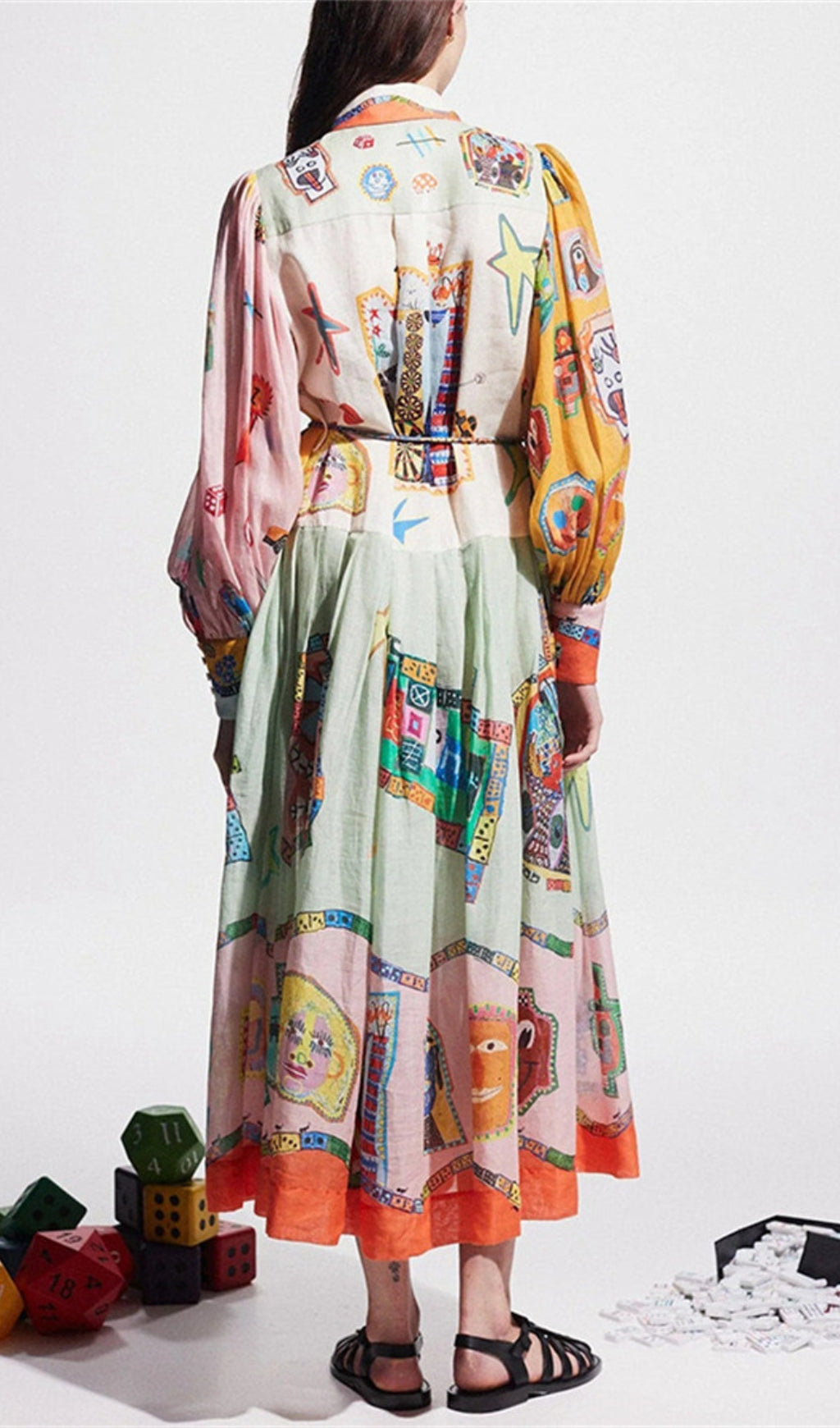 Ceara Printed Long Sleeve Midi Dress Flowering Girl