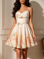 Mardi Spaghetti Floral Mini Dress Flowering Girl