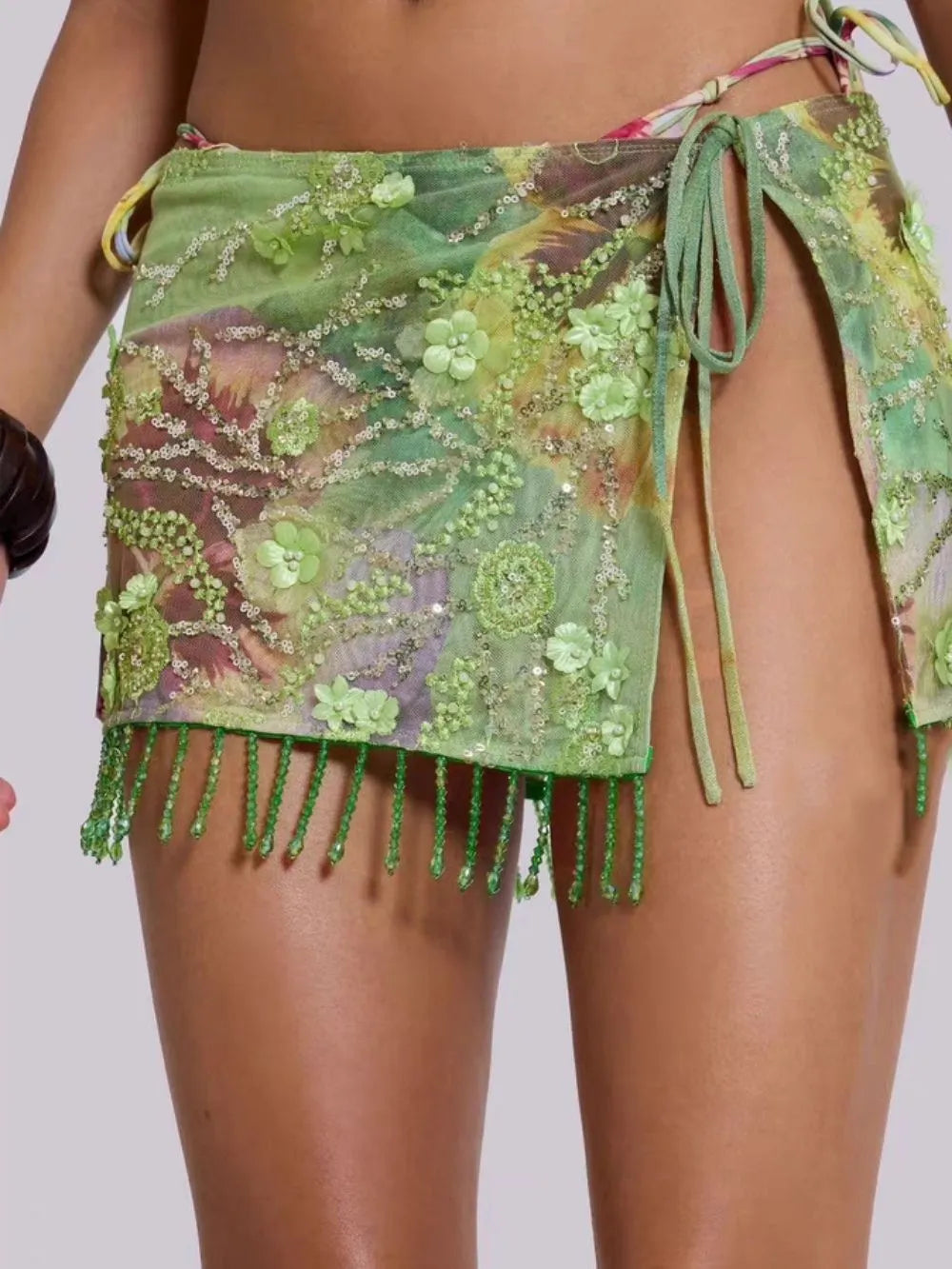 Maleika Flower Sequin Three-Piece Swimsuit Flowering Girl