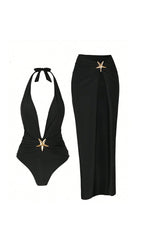 Kalare Black Star One-Piece Swimsuit & Skirt Set Flowering Girl