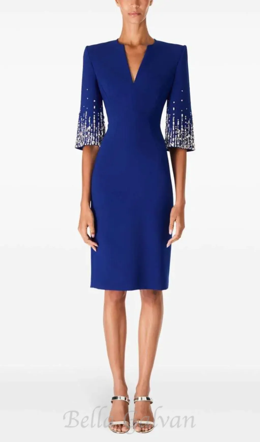 biela v-neck crystal-embellished midi dress in blue Flowering Girl