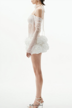 helen Lace Floral Appliqué Two Piece Set in White Flowering Girl