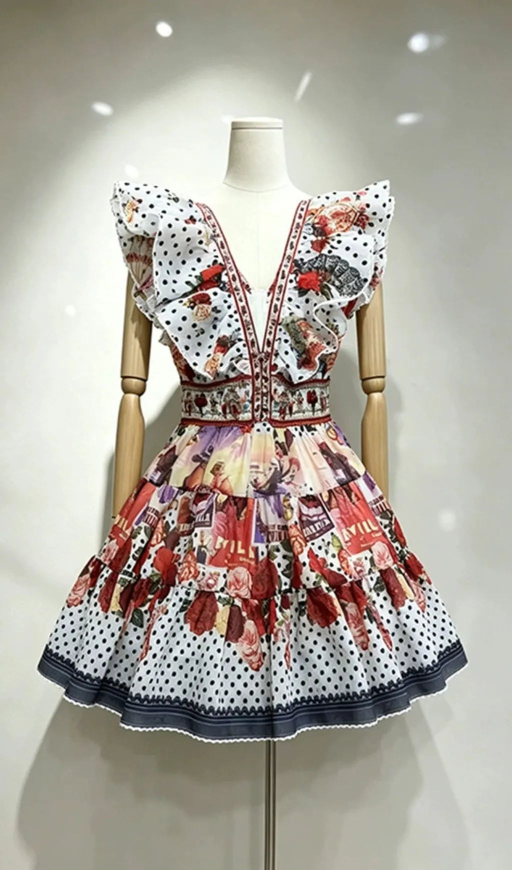 Kirti V-Neck Printed Mini Dress Flowering Girl