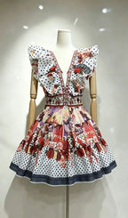 Kirti V-Neck Printed Mini Dress Flowering Girl