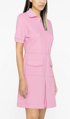 PINK FRONT SLIT ZIPPED MINI DRESS Flowering Girl