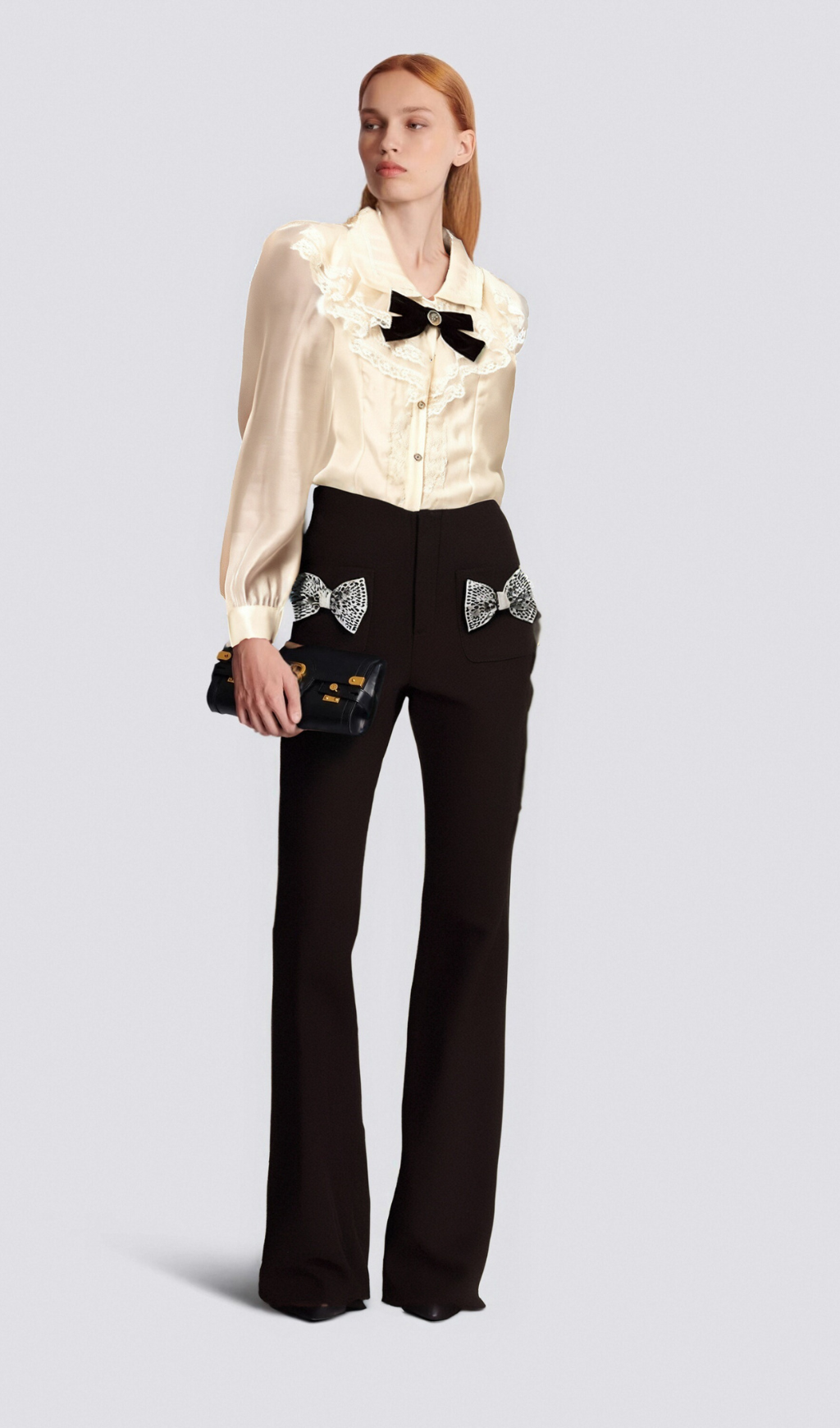 Gelsomina bow-embellished flared trousers Flowering Girl