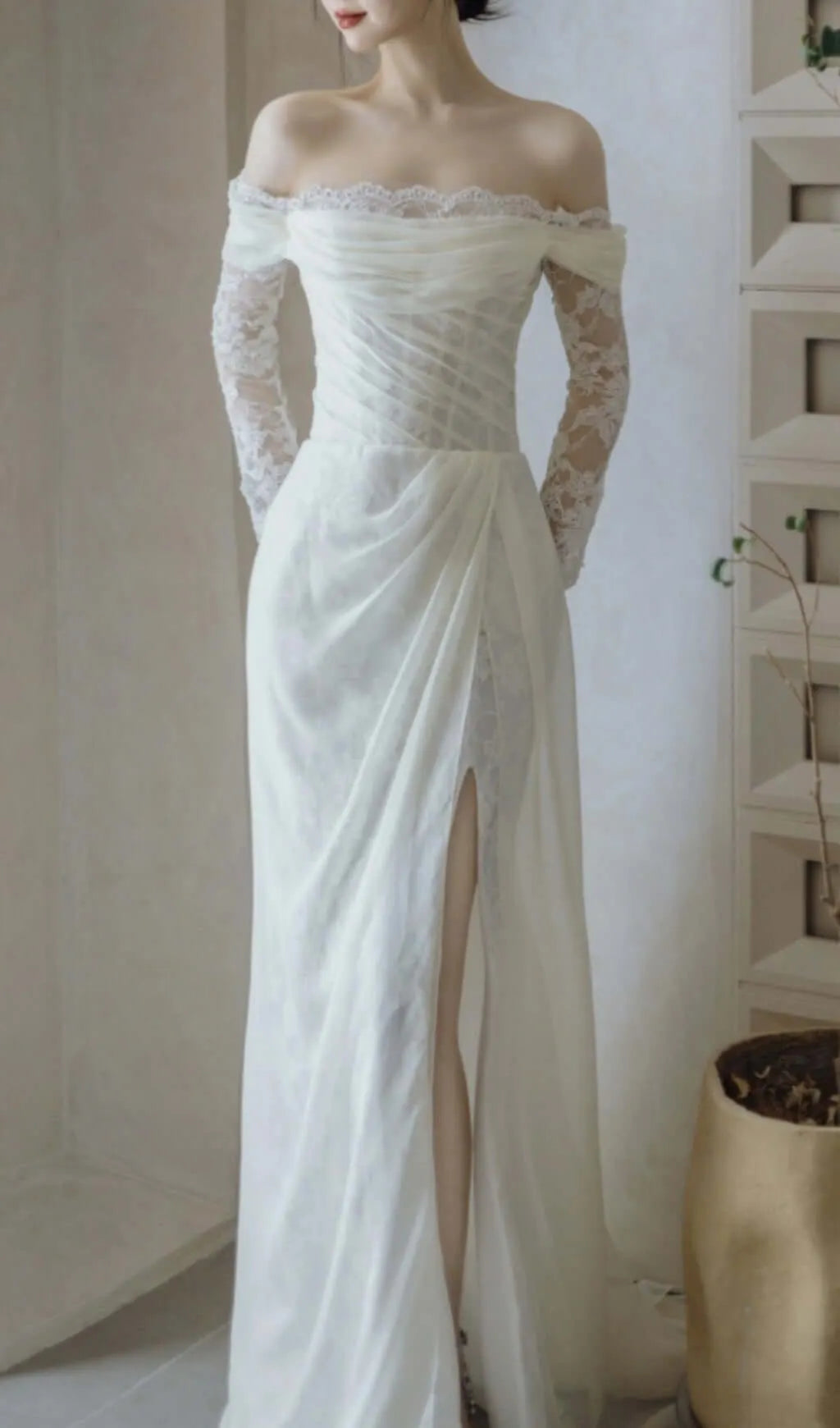 Avielle Mesh One Shoulder Wedding Dress Flowering Girl