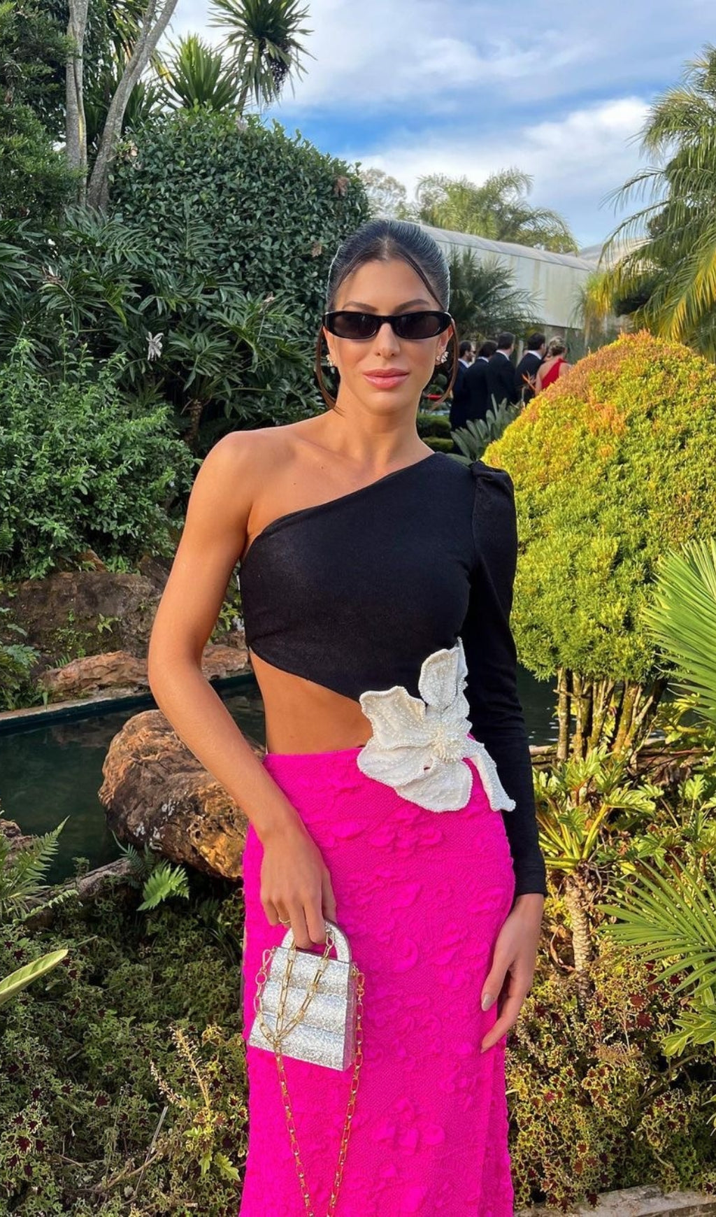 Aliyah Jacquard One-Shoulder Maxi Dress