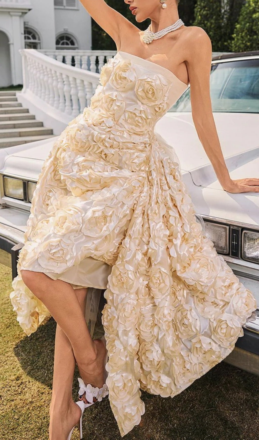 Nyviera Strapless Flower Midi Dress Flowering Girl