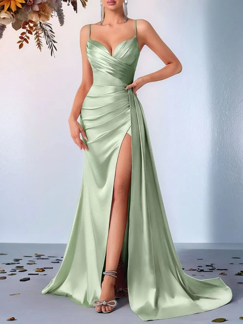 Makala Aqua Strappy Ruched Maxi Dress Flowering Girl