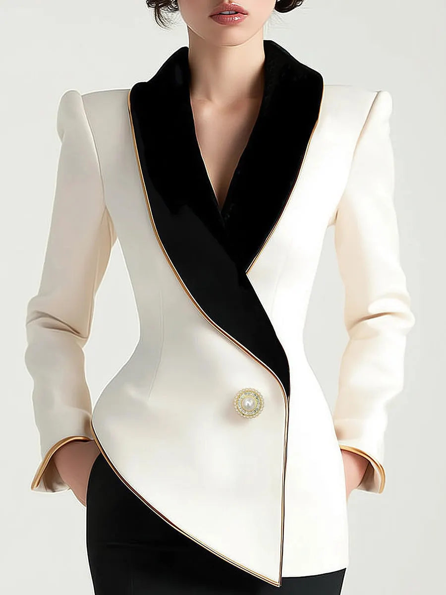 Irregular Long Sleeves Slim Suit Jacket Flowering Girl