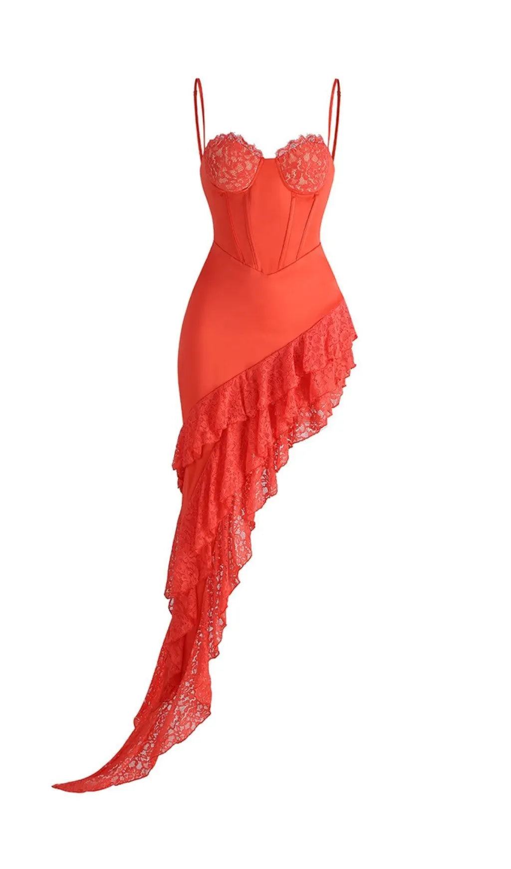 Alcina Coral Lace Satin Corset Dress