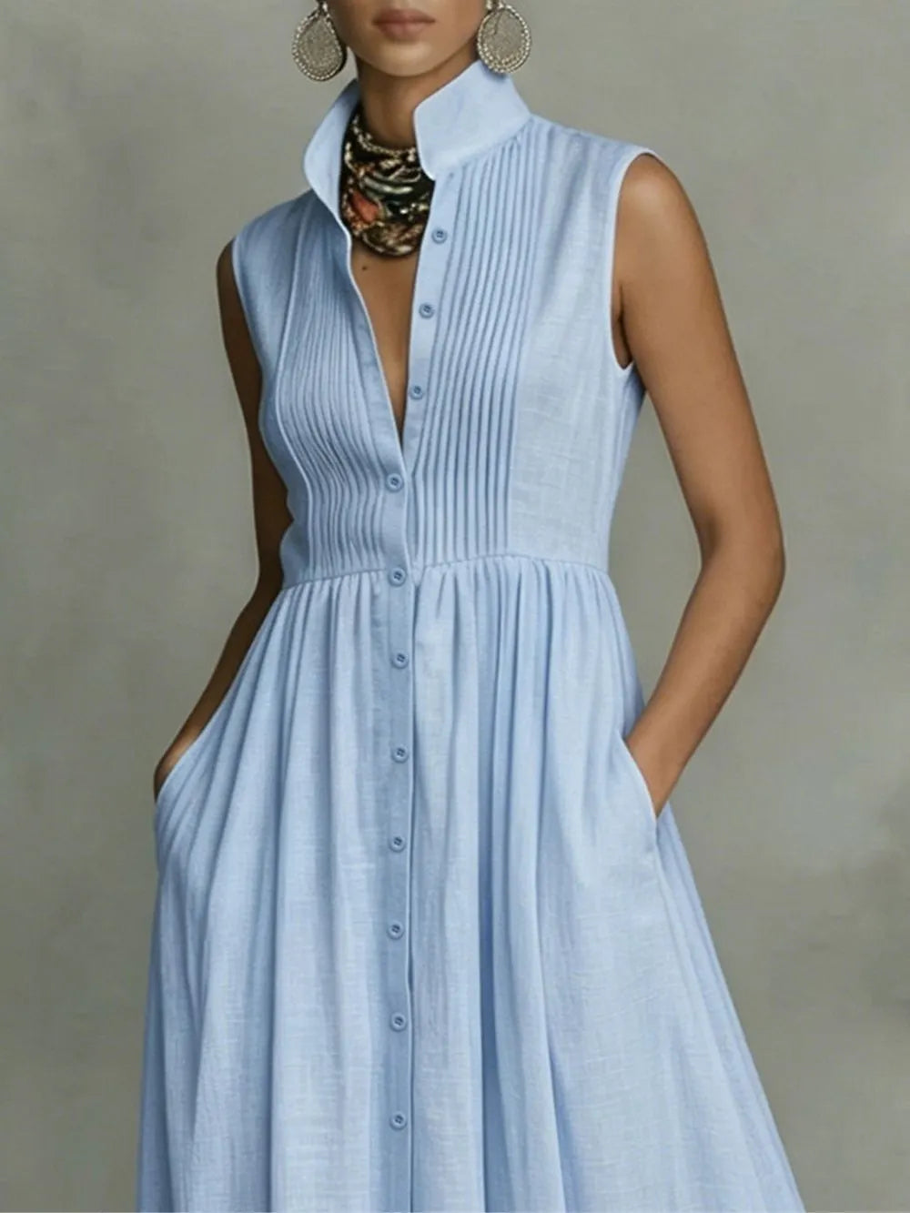 Marcela Blue Sleeveless Maxi Dress Flowering Girl