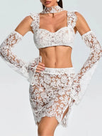 Ezria Scarf Lace Skirt Set Flowering Girl