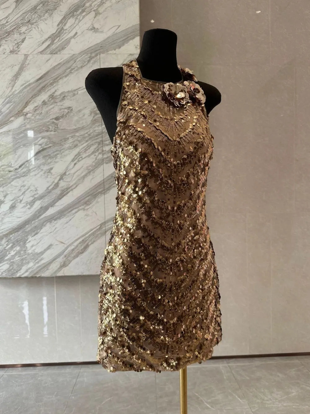 Mayline Sleeveless Sequin Mini Dress Flowering Girl