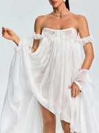 Euleta Off Shoulder Lace Ruffle Maxi Dress Flowering Girl