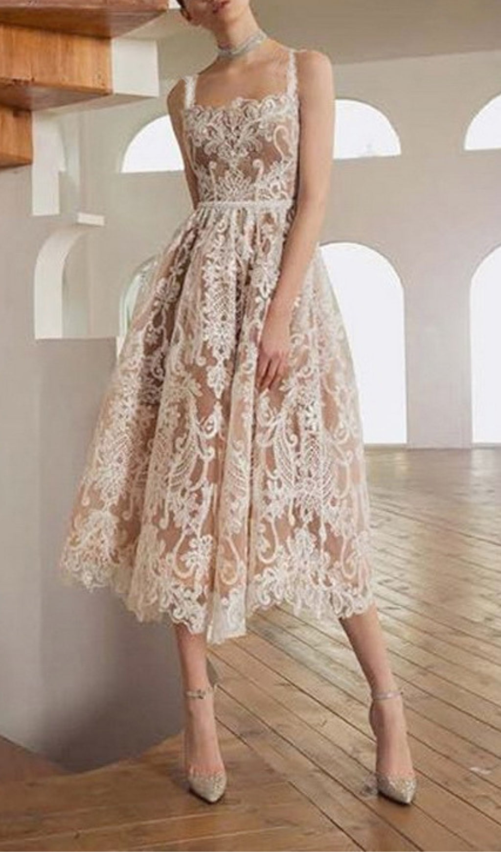 Anouck Lace Embroidery Midi Dress Flowering Girl
