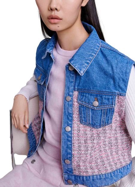 BATRI MIXED MEDIA DENIM JACKET Flowering Girl