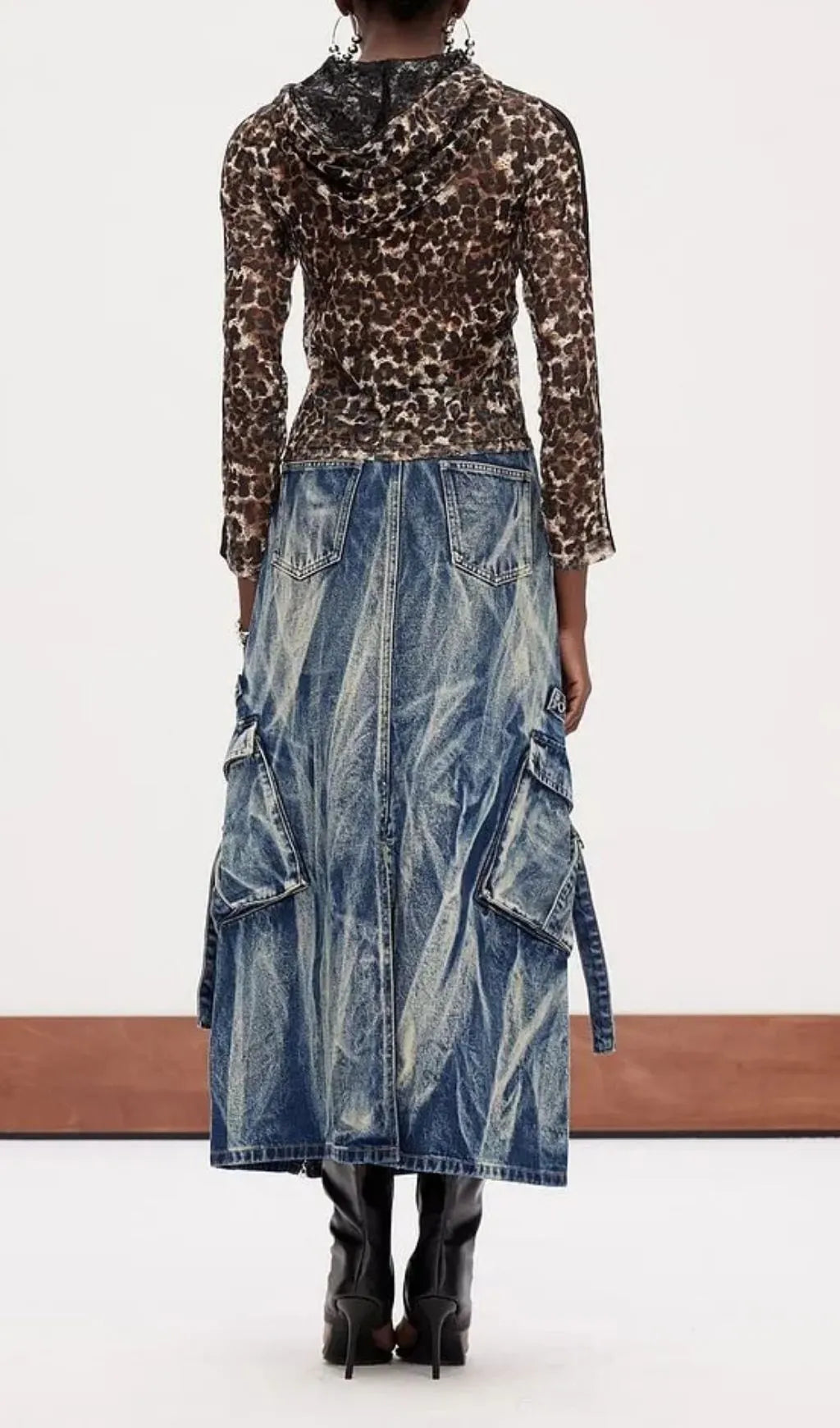 Jamie Deconstruct Bleached Denim Maxi Skirt Flowering Girl