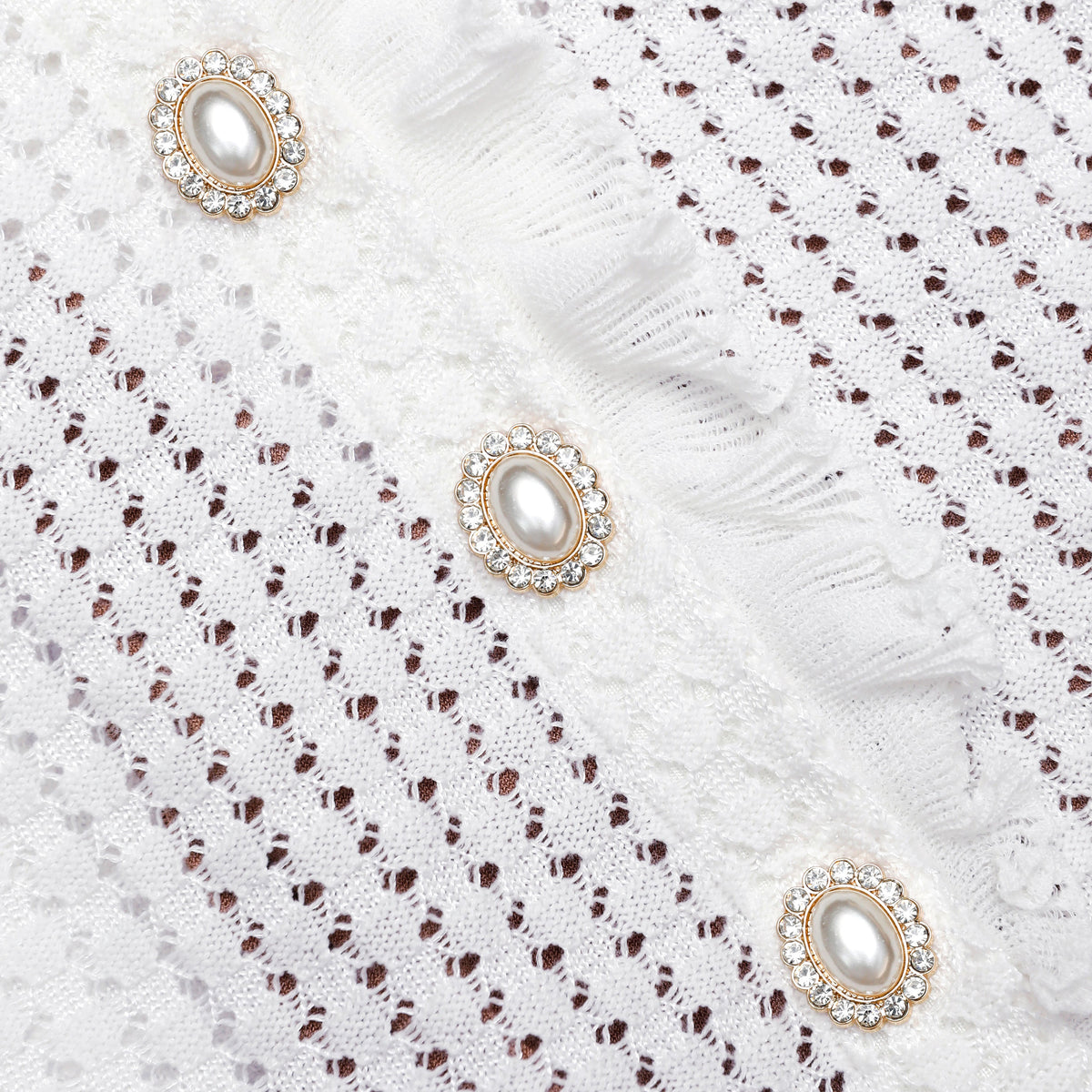 Lauren Lantern Sleeve Pointelle Knit Mini Dress In White Flowering Girl