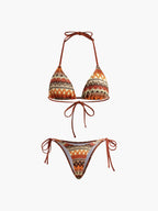 Halter Triangle Knit Bikini Set Flowering Girl